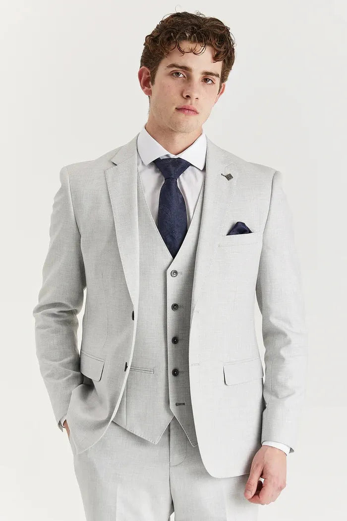 silver dress suit Mens Silver 3-Piece Satin Look Slim Fit Suit