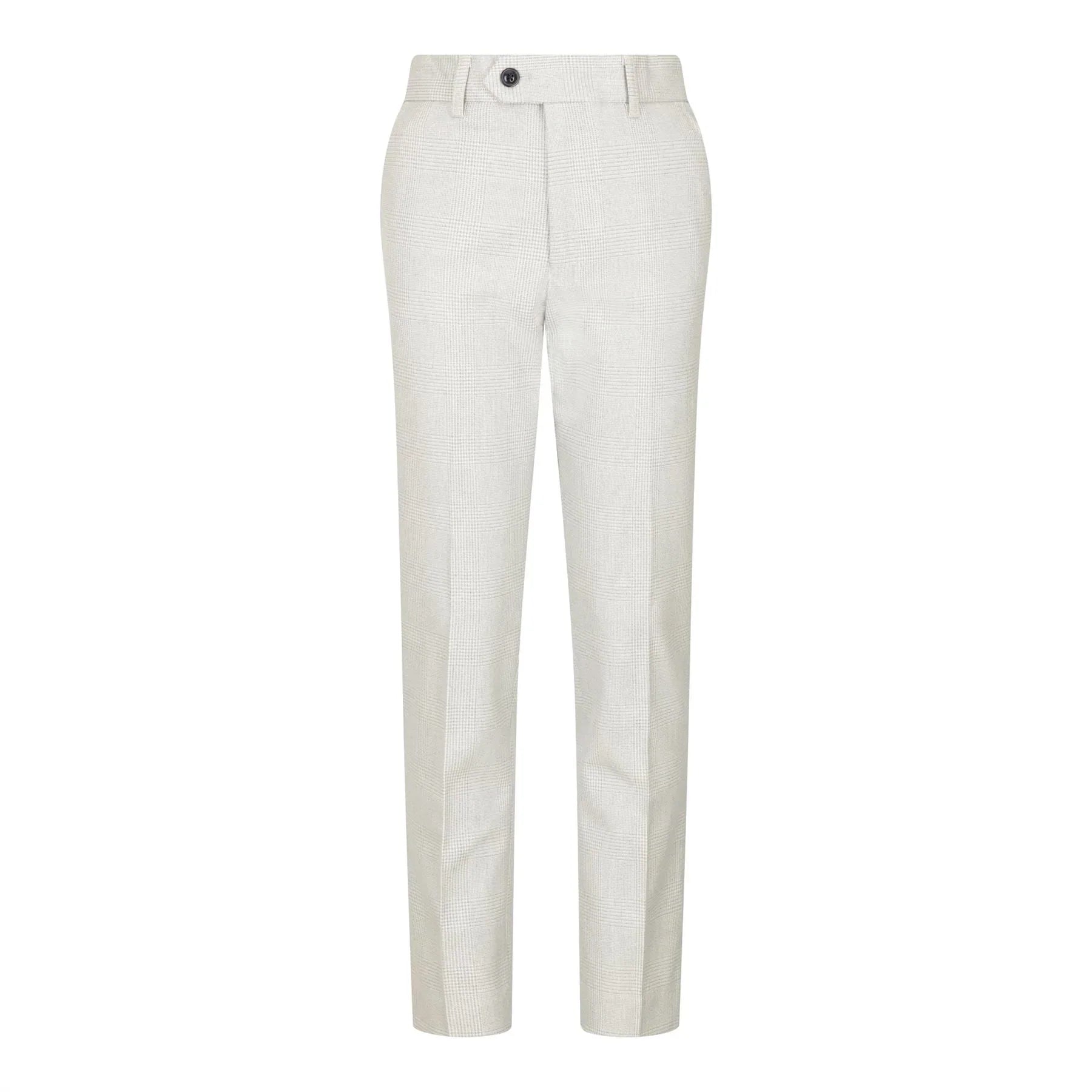 Boys 3 Piece Cream Tweed Wedding Party Check Suit Tailored Fit Smart Formal