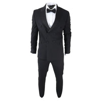 AK-22 - Men's Double Breasted Black Tuxedo Dinner Wedding Suit