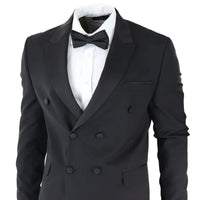 AK-22 - Men's Double Breasted Black Tuxedo Dinner Wedding Suit