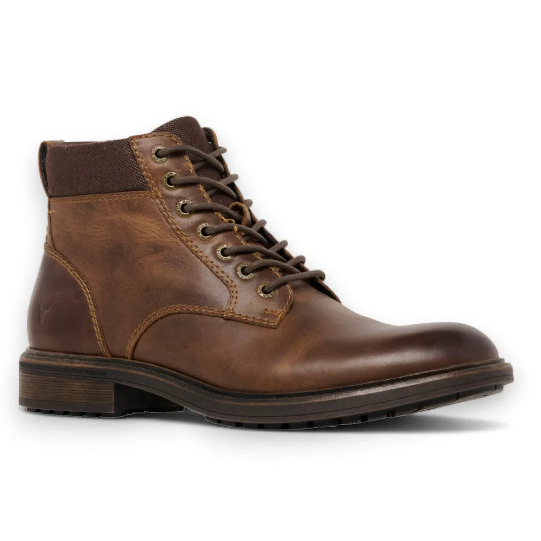 Beau - Men's Brown Lace Up Side Zip Leather Chelsea Boots Beau - Men's Brown Lace Up Side Zip Leather Chelsea Boots