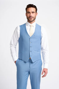 Bond - Men's Sky Blue 3 Piece Tailored Fit Suit
