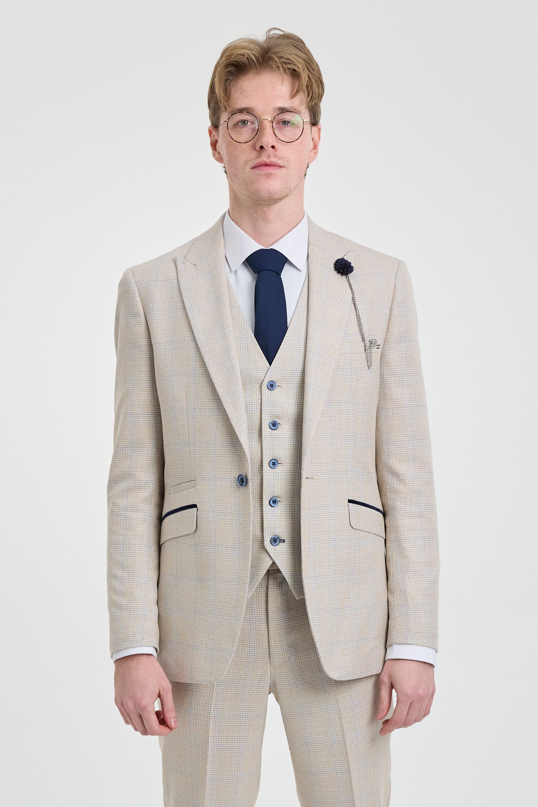 Mens Cream 3 Piece Wedding Suit - Cavani CARIDI