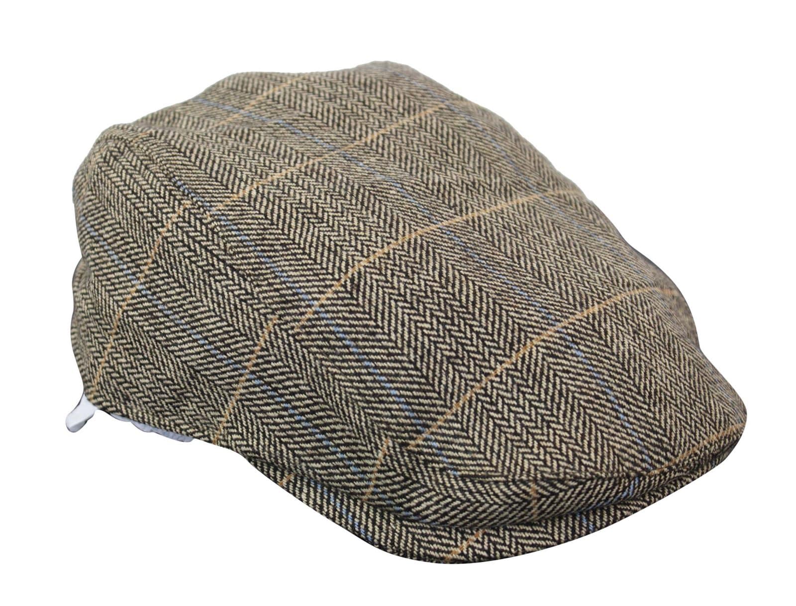 Vintage Lands\' End Wool Herringbone Flat Cap Herringbone Designed Irish Flat Cap | Gaelsong – GaelSong main image 4