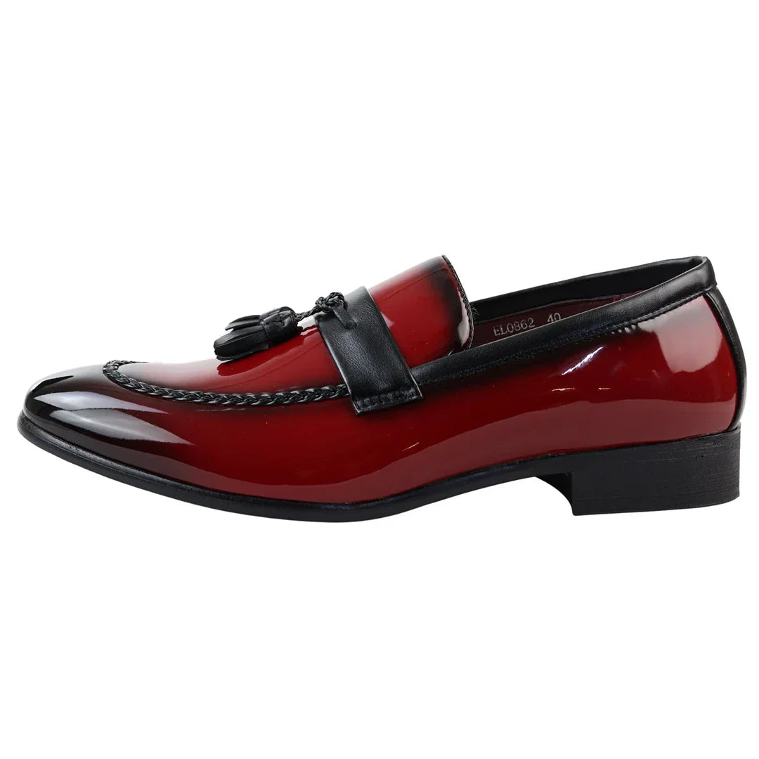 Men's Patent Tassel Slip On Red Loafers Men's Patent Tassel Slip On Red Loafers