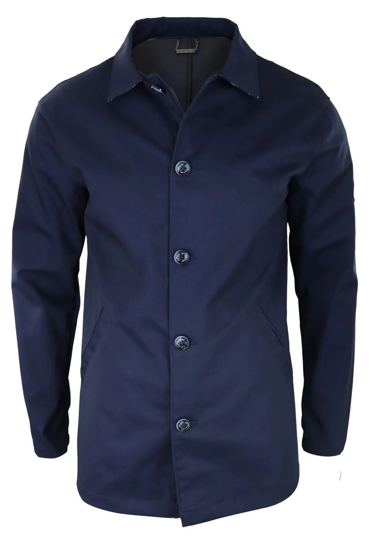 Mens Mid Length Overcoat Jacket Light Weight Smart Casual Navy Mac Mens Mid Length Overcoat Jacket Light Weight Smart Casual Navy Mac