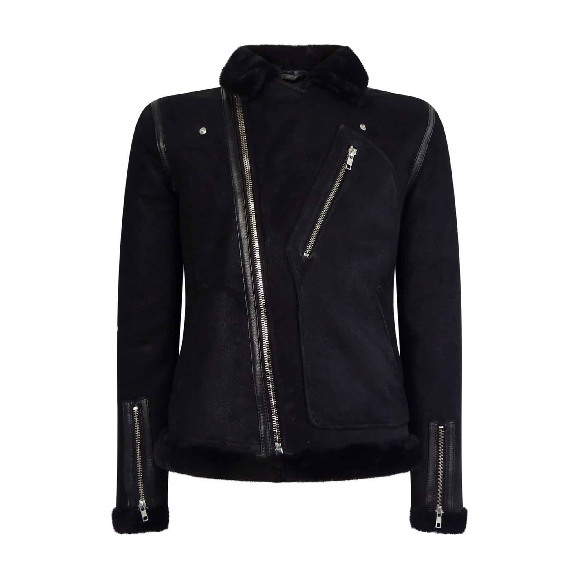 Men's Black Sheepskin Brando Biker Jacket