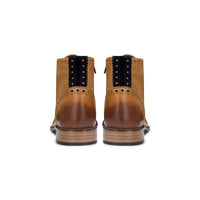 Mens Real Leather Vintage Boots Brogues 1920s Suede Tweed Laced Shoes Smart Formal