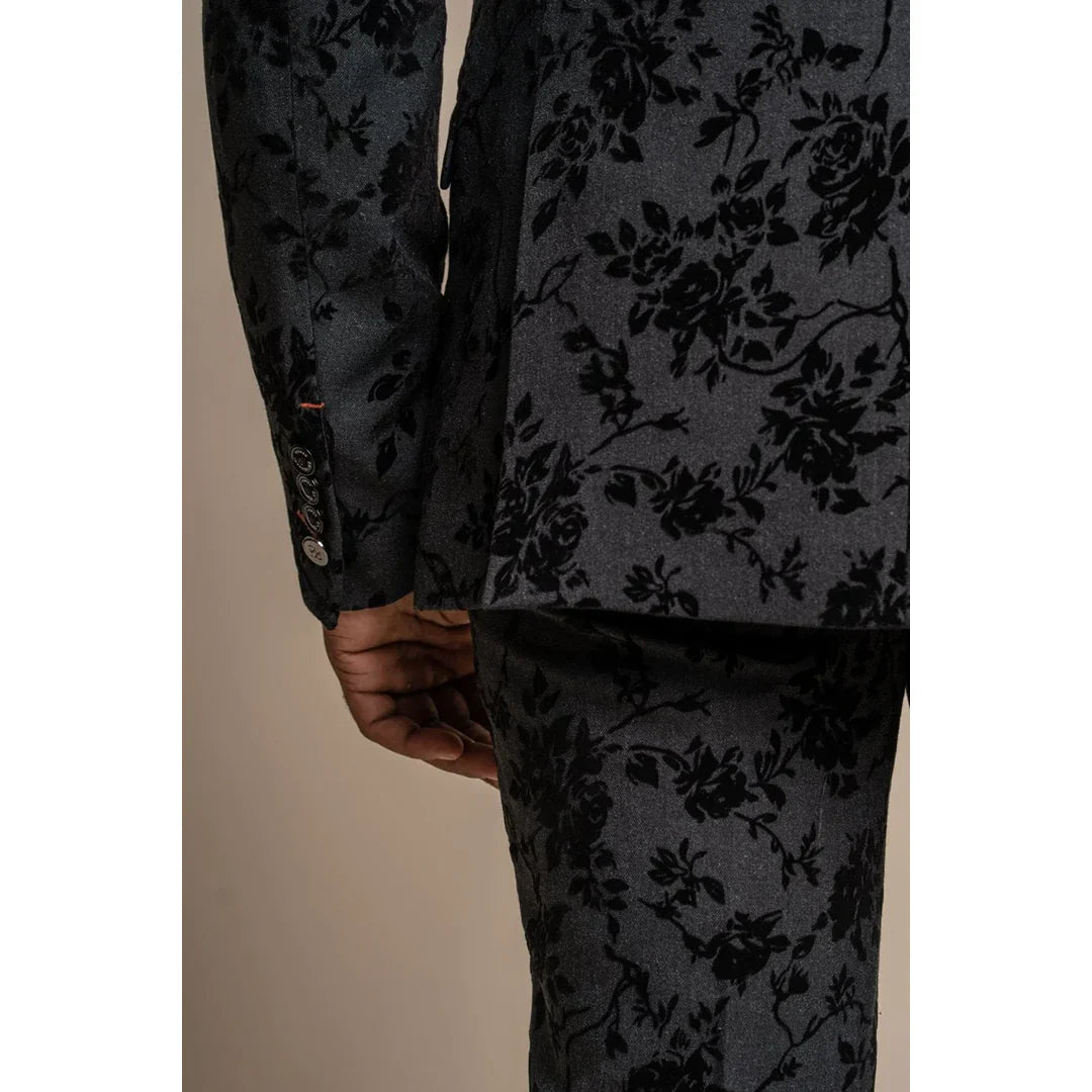 Georgi - Men's Black Floral Blazer