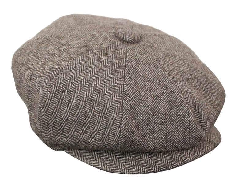 HT6364 - Mens Herringbone Tweed Newsboy Peaky Blinders Hat