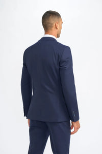 James - Men's Navy Blue 3 Piece Wool Tailored Fit Suit