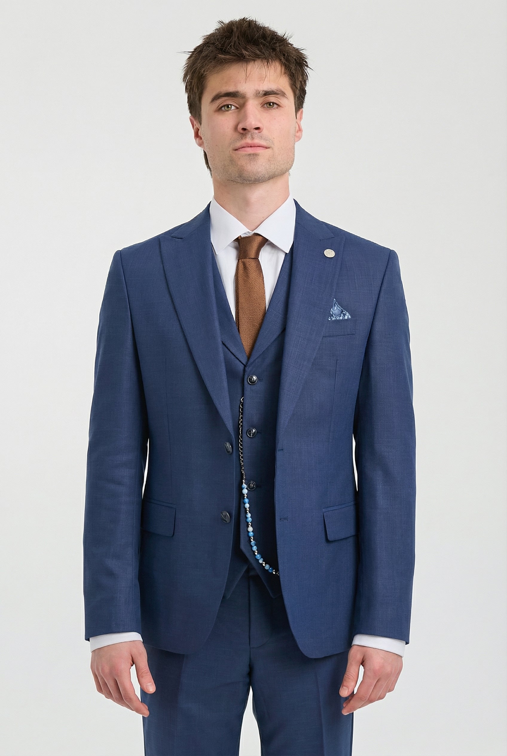 James Men's 3-Piece Navy Blue Tailored Fit Suit James Men's 3-Piece Navy Blue Tailored Fit Suit