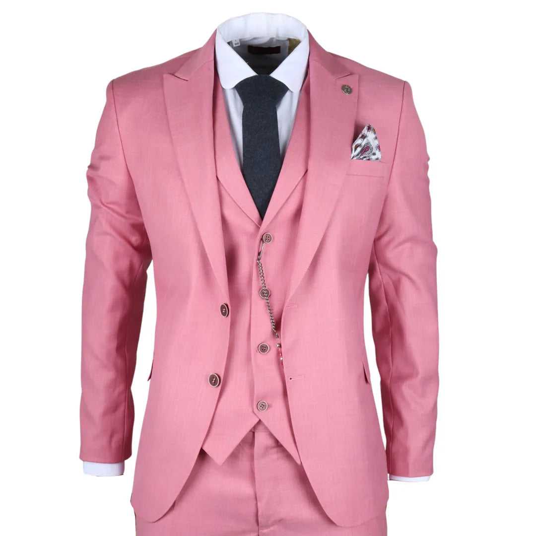 James Men's 3-Piece Pink Tailored Fit Suit James Men's 3-Piece Pink Tailored Fit Suit