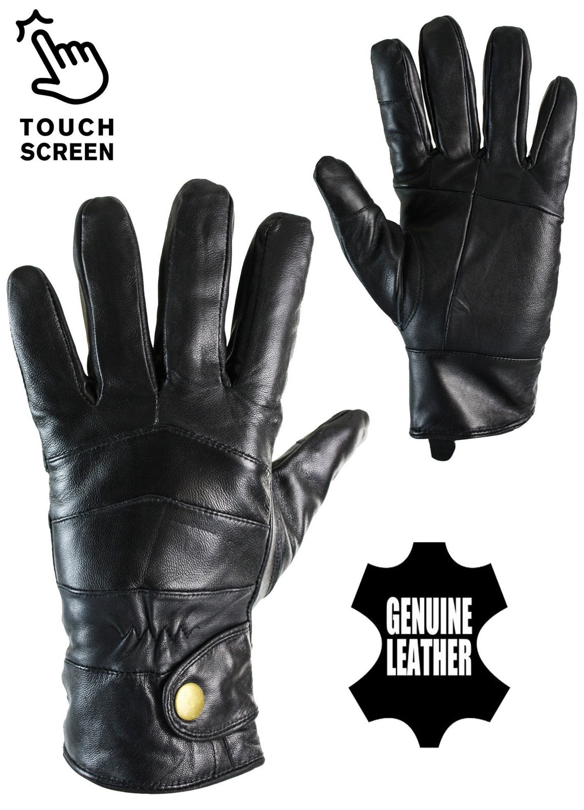 genuine leather handschuhe KK IMG 6060 Mens Real Leather Winter Gloves Thermal Lined Warm Driving Gift Touch Screen: Buy Online