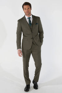 Kurt Men's Sage Green 3-Piece Tailored Fit Suit for Summer Weddings