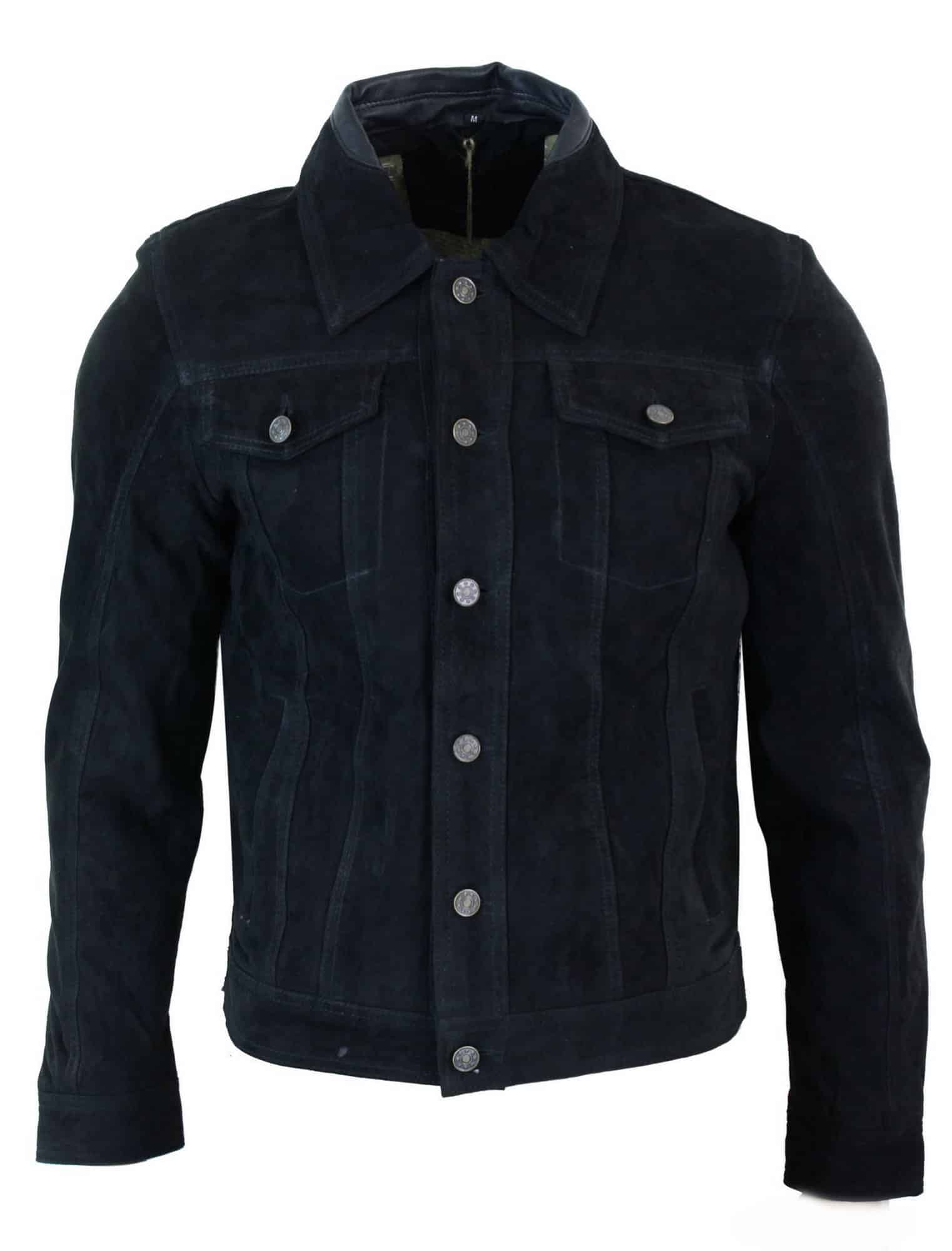Real Suede Leather Mens Vintage Short Denim Style Retro Jean 