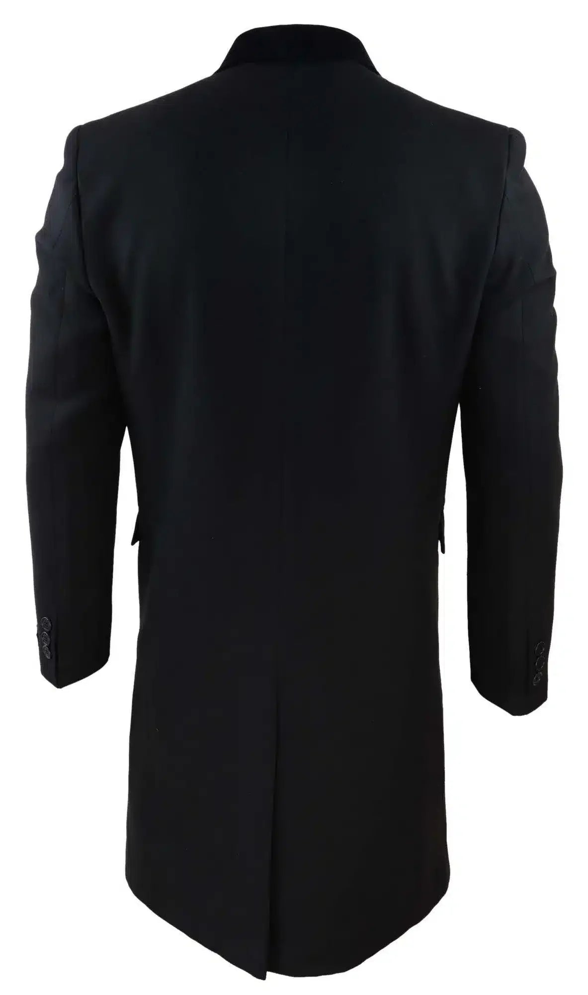 Mens 3/4 Long Double Breasted Black Overcoat