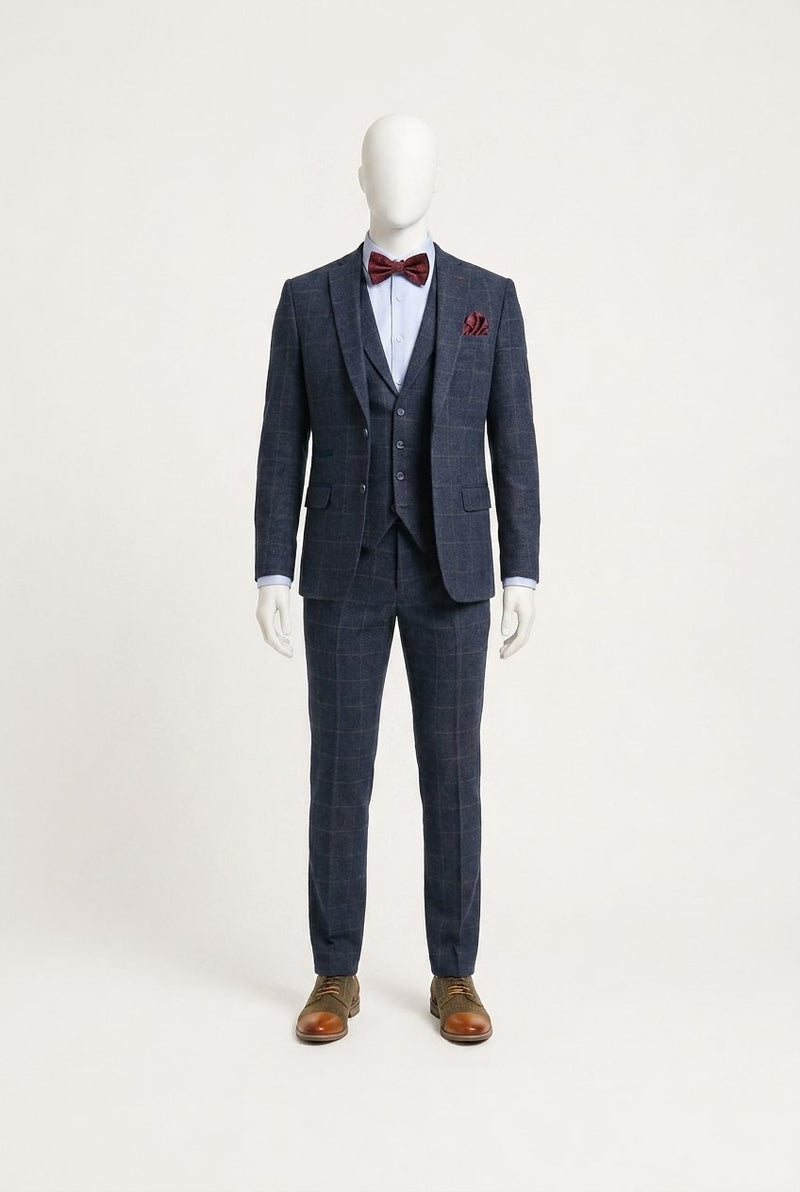 Rustic — Navy Check Burgundy Groom — photo 1