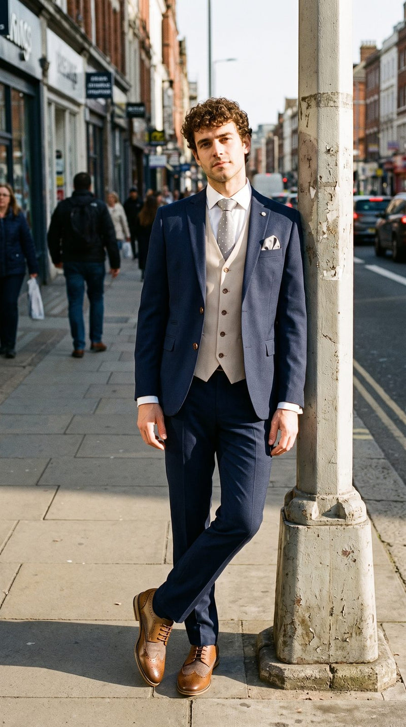 Semi Formal — Navy & Cream Waistcoat Groom — photo 3
