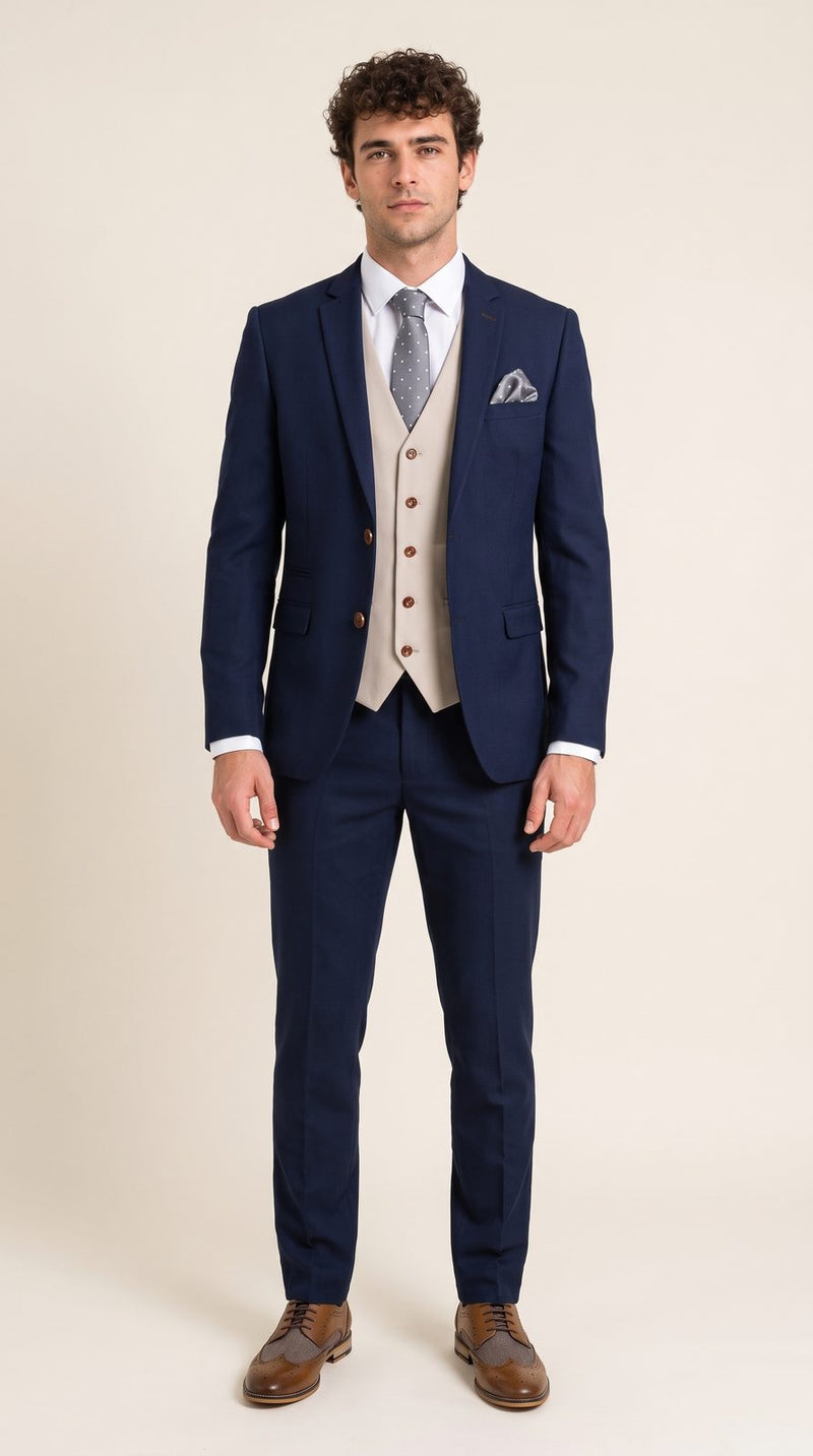 Semi Formal — Navy & Cream Waistcoat Groom — photo 2