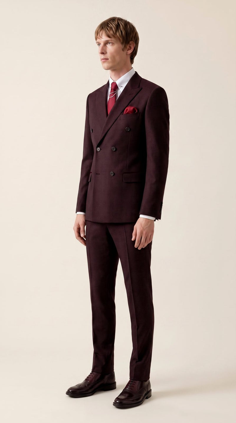 Semi Formal — Burgundy Double-Breasted Groom — photo 2