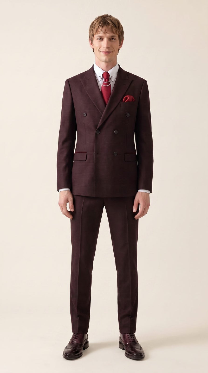 Semi Formal — Burgundy Double-Breasted Groom — photo 3
