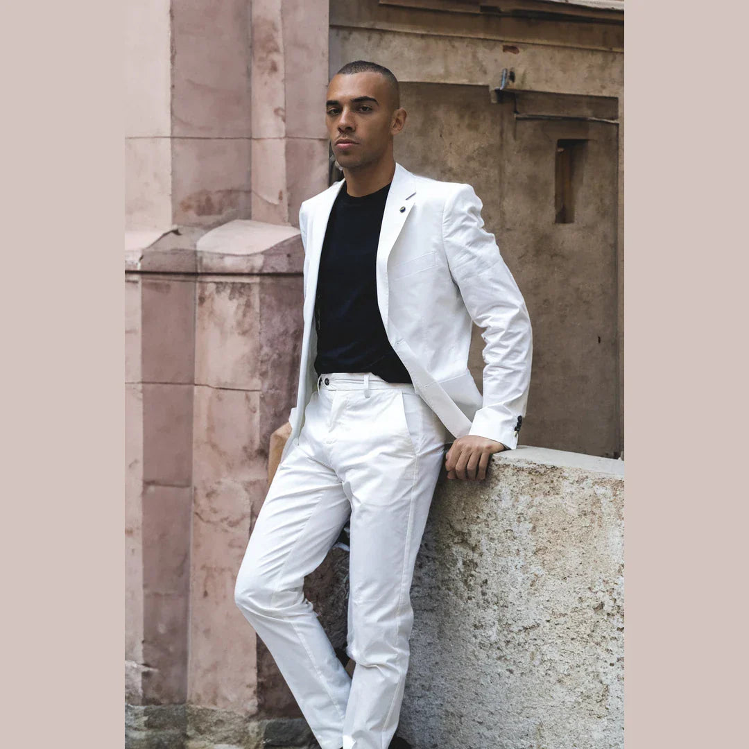 Mario - Men's 2 Piece Summer Suit Cream Office Wedding Classic Italian: Buy Online - Happy Gentleman Mario - Men's 2 Piece Summer Suit Cream Office Wedding Classic Italian: Buy Online - Happy Gentleman