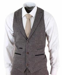 Mens Brown Check 3 Peice Tweed Suit - STZ17