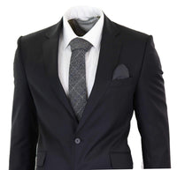 Mens Classic Plain Black Formal 2-Piece Suit