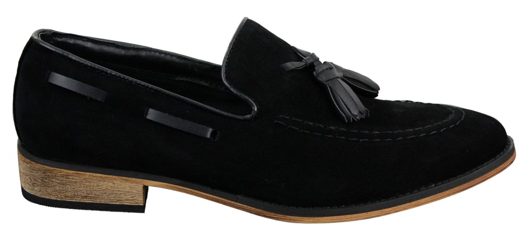 Mens Italian Slip On Driving Shoes Loafers Tassle Suede Leather Blue Black Brown