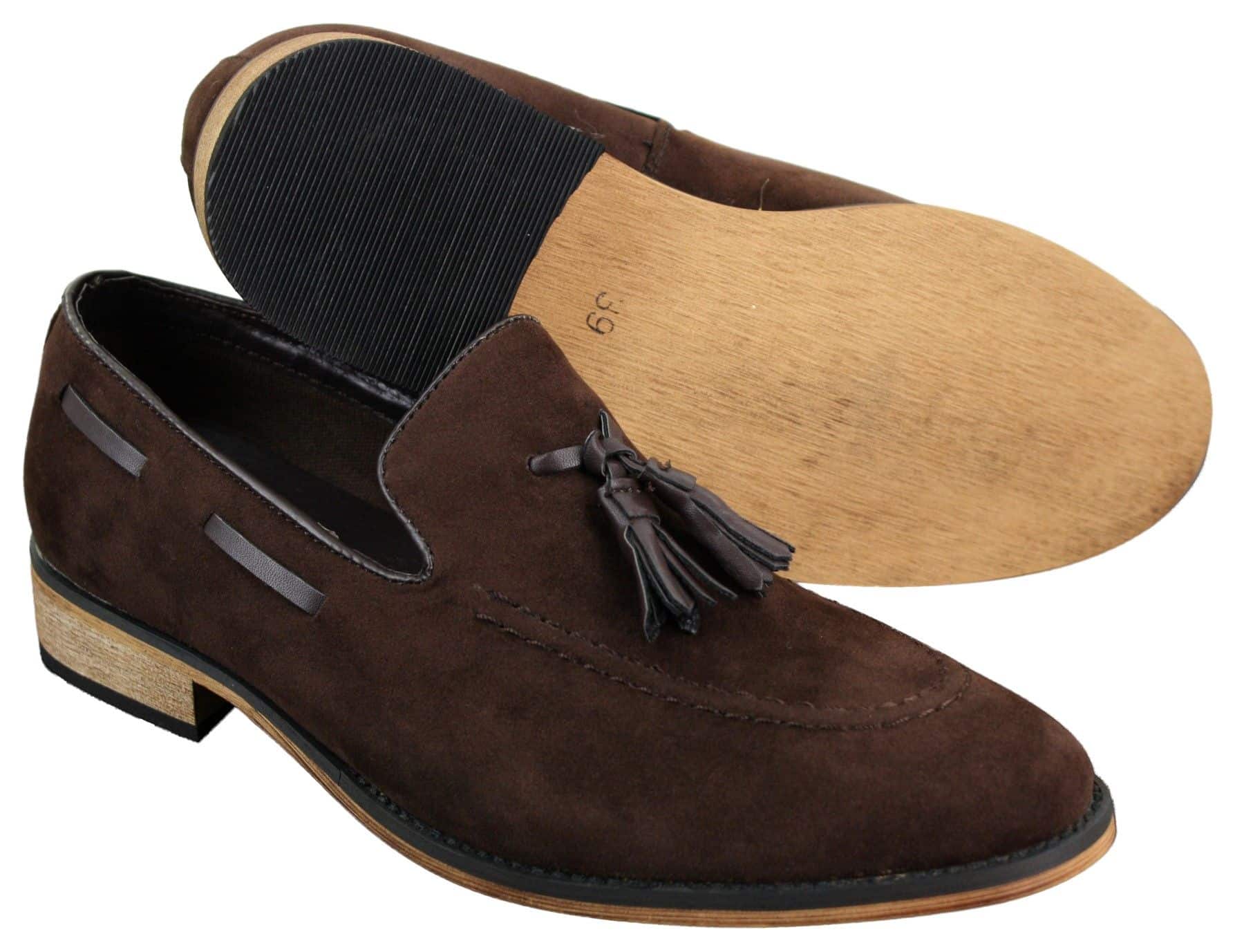 Mens Italian Slip On Driving Shoes Loafers Tassle Suede Leather Blue Black Brown