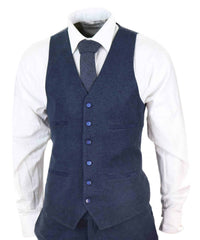 Mens Navy-Blue Peaky Blinders Wool Suit