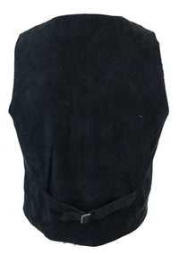 Mens Waistcoat Gilet Real Genuine Suede Leather Retro Vintage Western Vest Black