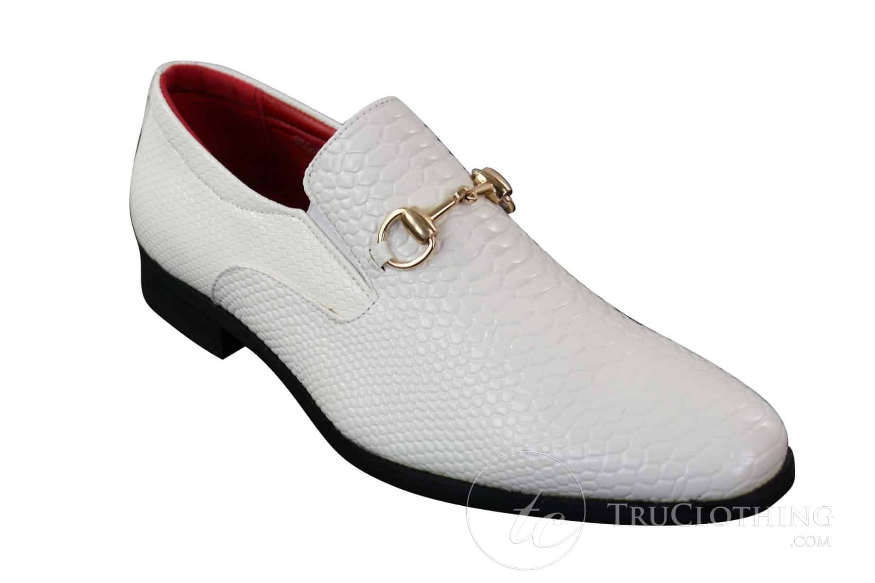 white gold dress shoes mens Men's White Patent Leather Dress Shoes Gold Buckle 7012 – DESIGN MENSWEAR