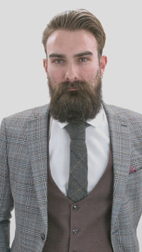 Happy Gentleman ELEGANTE Wool 3 Piece Suit with a Contrasting Brown Waistcoat