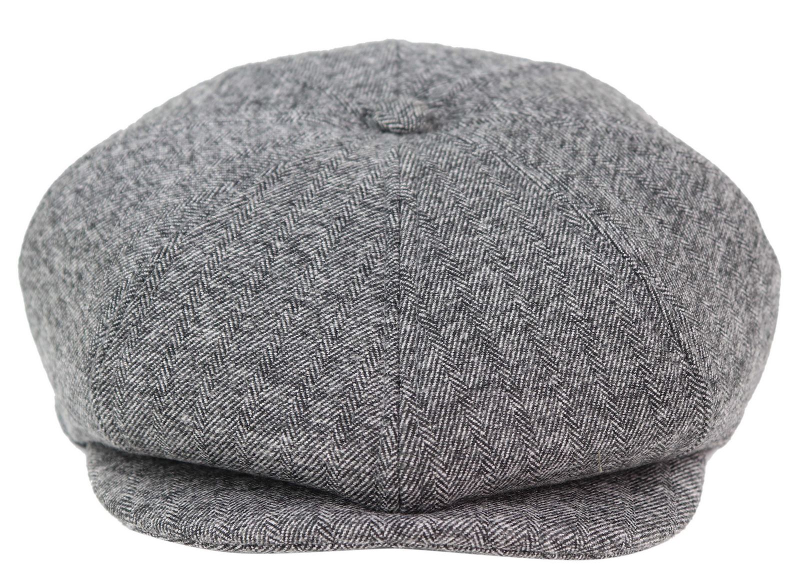 Mens Grey Tweed 8 Panle Peaky Blinders Hat - Marc Darcy Rayford