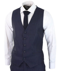 Navy-Blue Pinstripe 3 Piece Suit - RC20-31