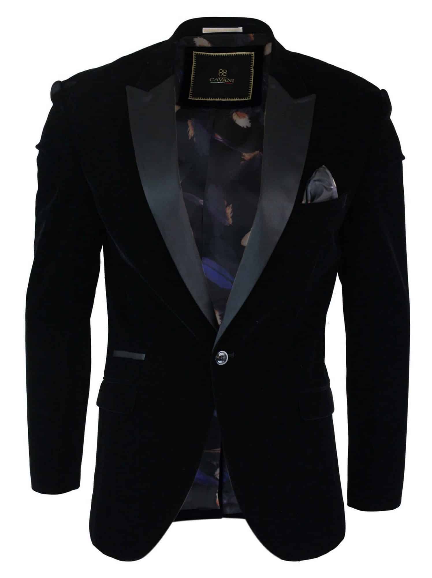 Cavani Rosa Mens Soft Velvet Black Navy Button Dinner Jacket
