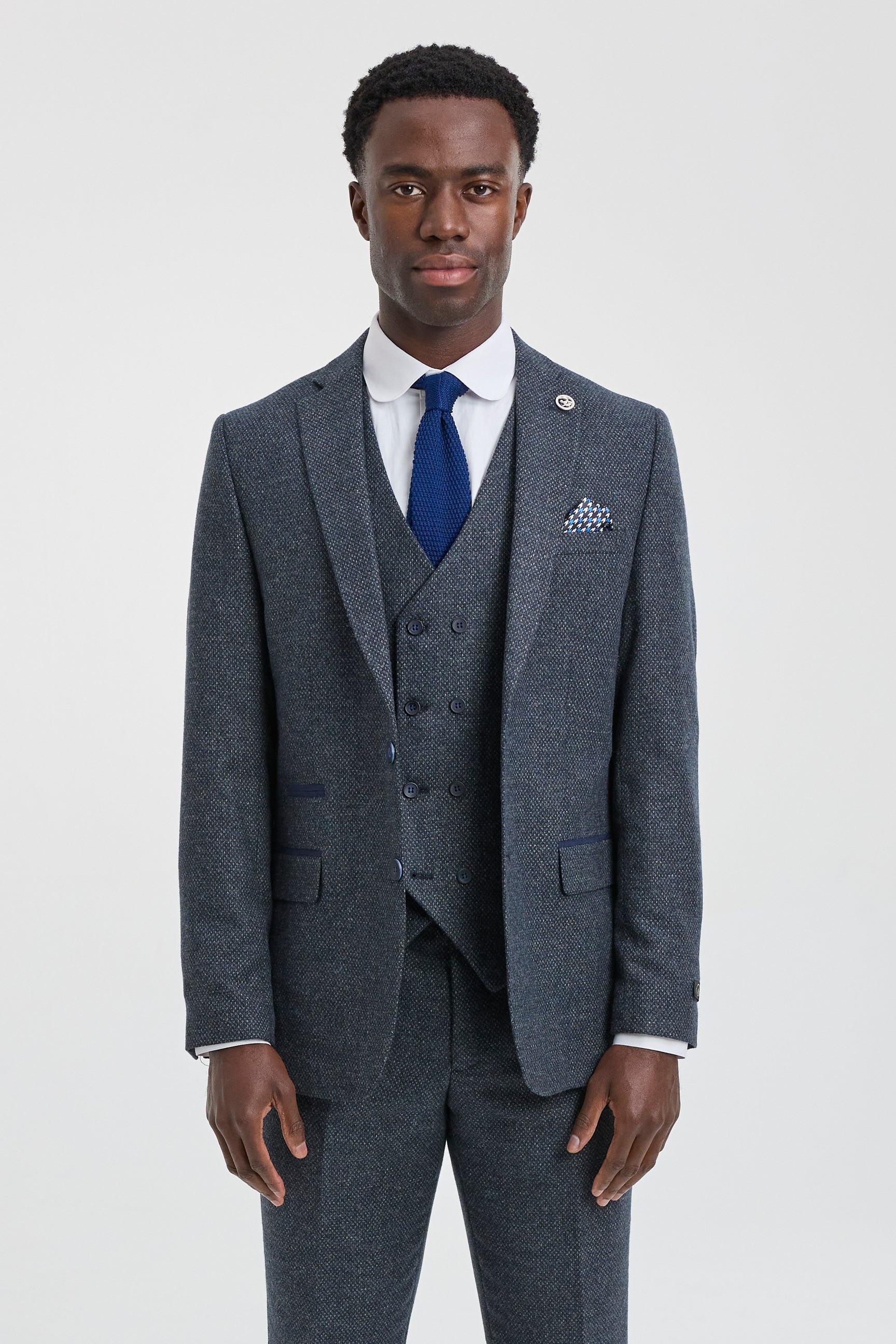 navy dress and grey tux Navy Blue Prom Dress with Grey Suit