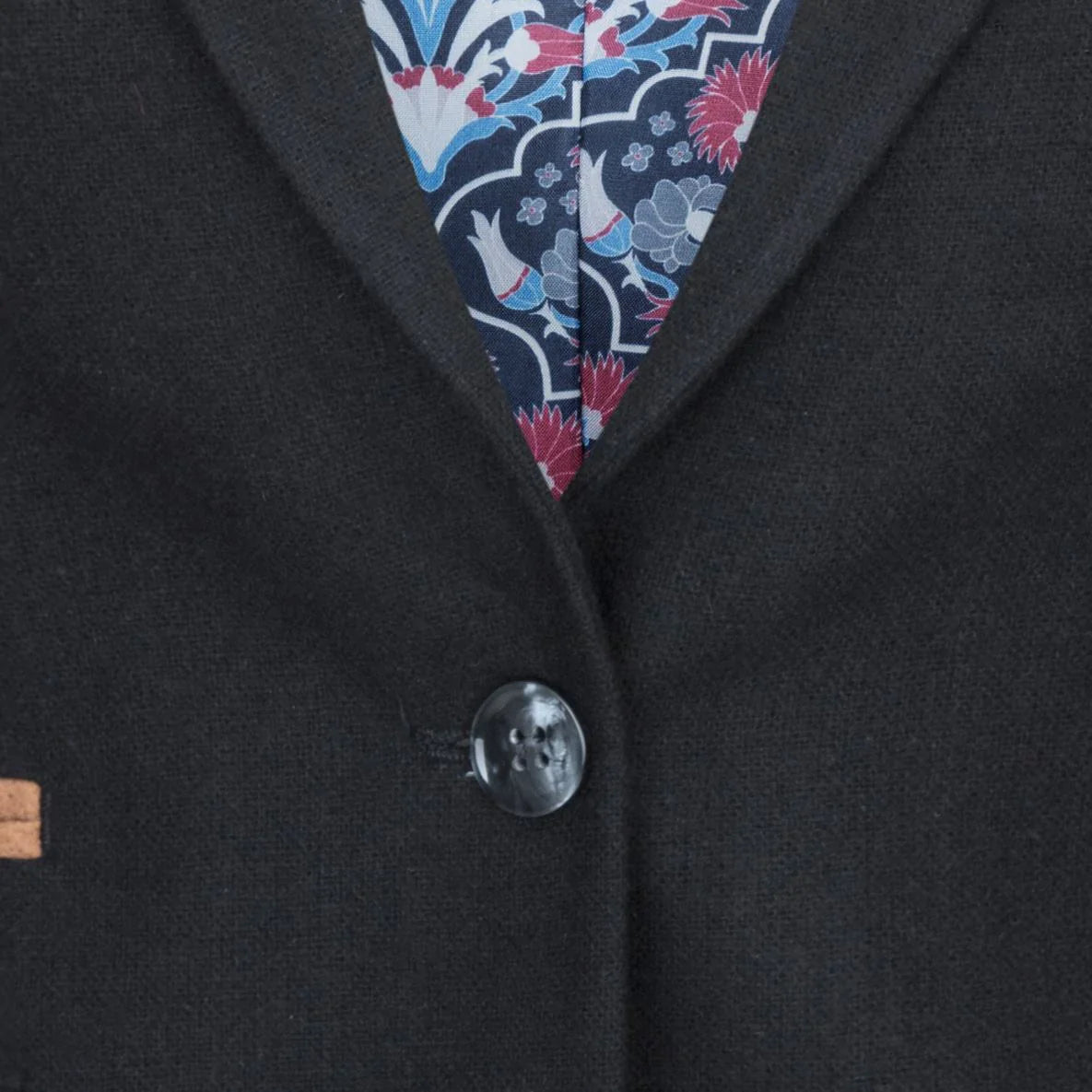 Womens  Blazer Suit Wool Tweed Elbow Patch 1920s Vintage Classic Black