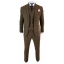 Mens Herringbone Tweed Check 3 Piece Wool Suit Peaky Blinders Tan