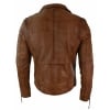 Real Leather Slim Fit Cross Zip Mens Retro Vintage Brando Jacket