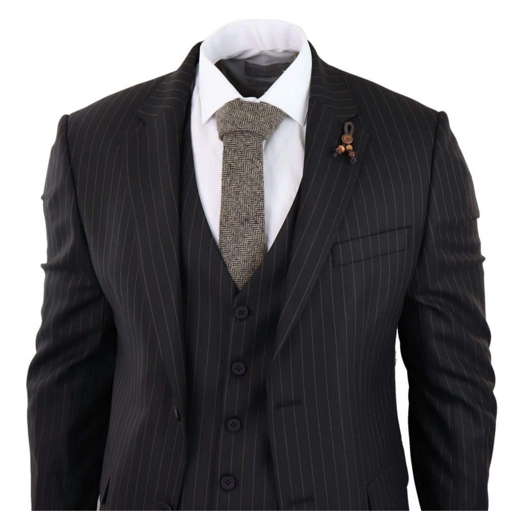 Mens Black Piece Pinstripe Suit Buy Online Happy Gentleman United