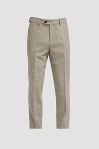 Thomas - Men's Grey Wool Blend Herringbone Tweed Trousers