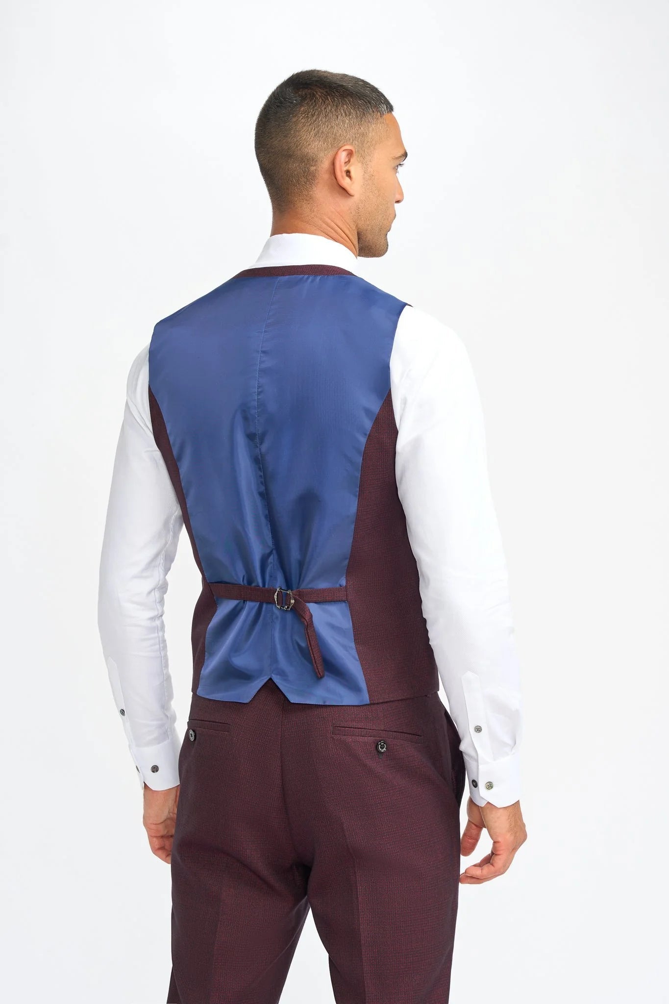Caridi - Men's Burgundy Checked Trousers