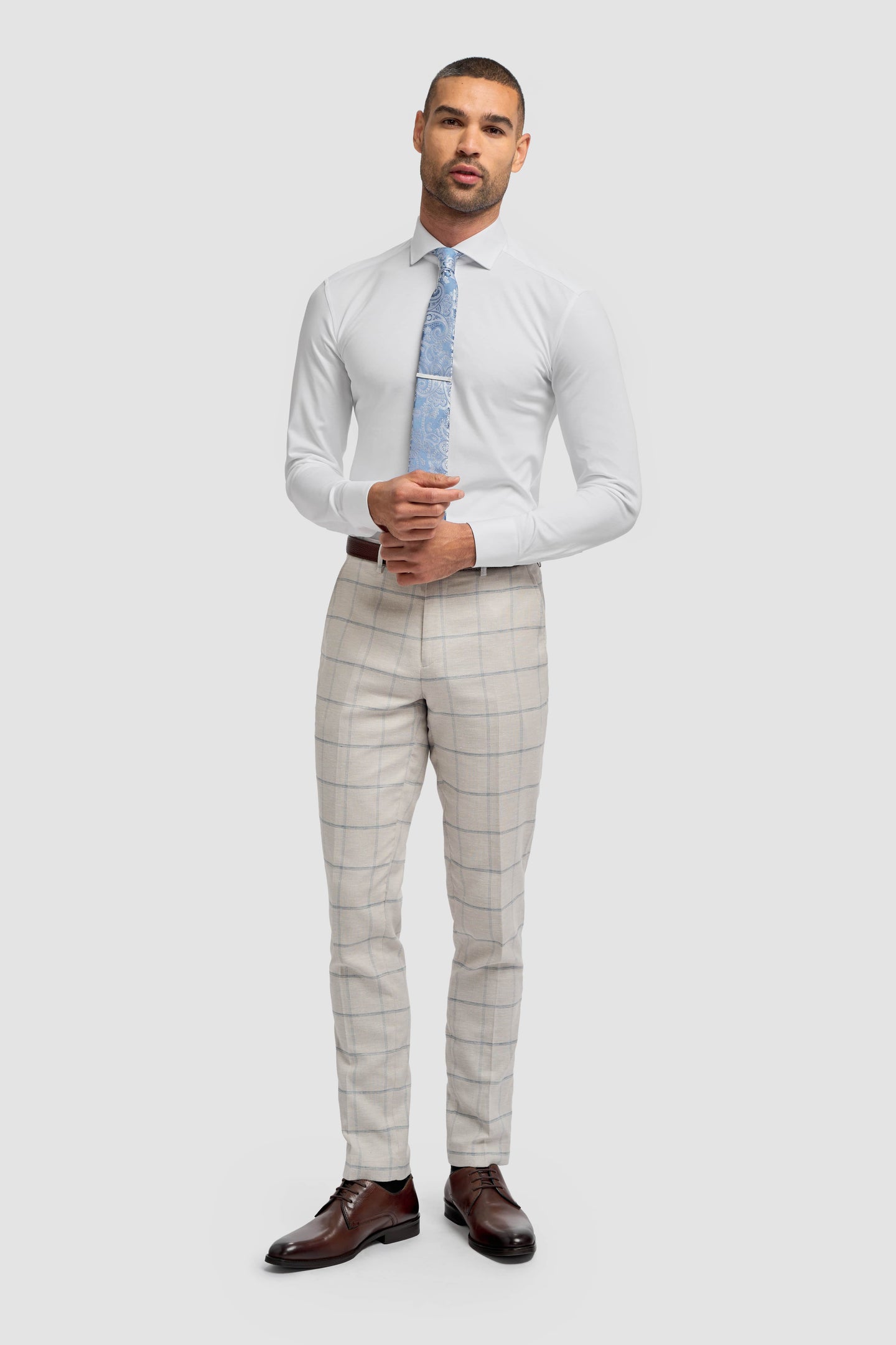 Gabriel - Men's Grey Checked Trousers
