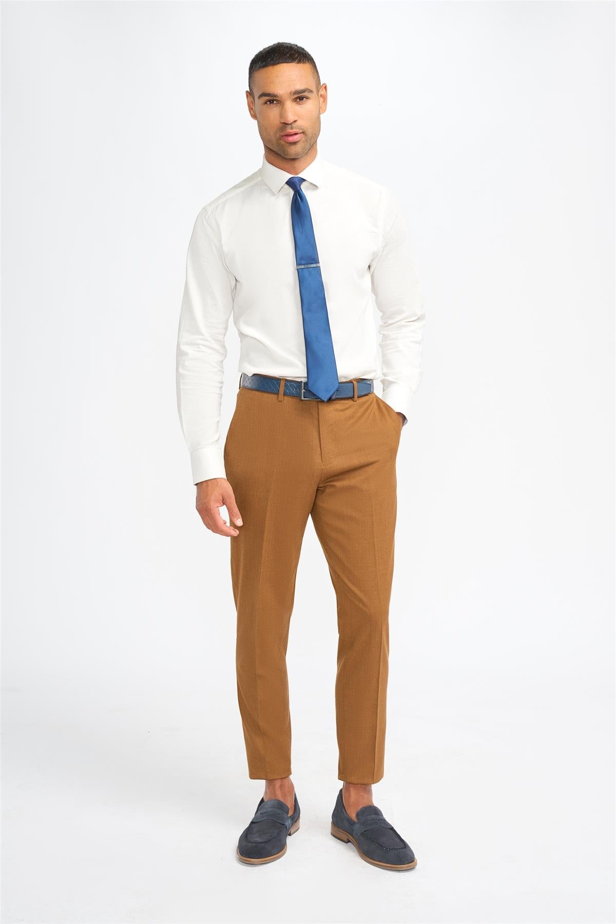 James - Men's Camel Brown Formal Trousers