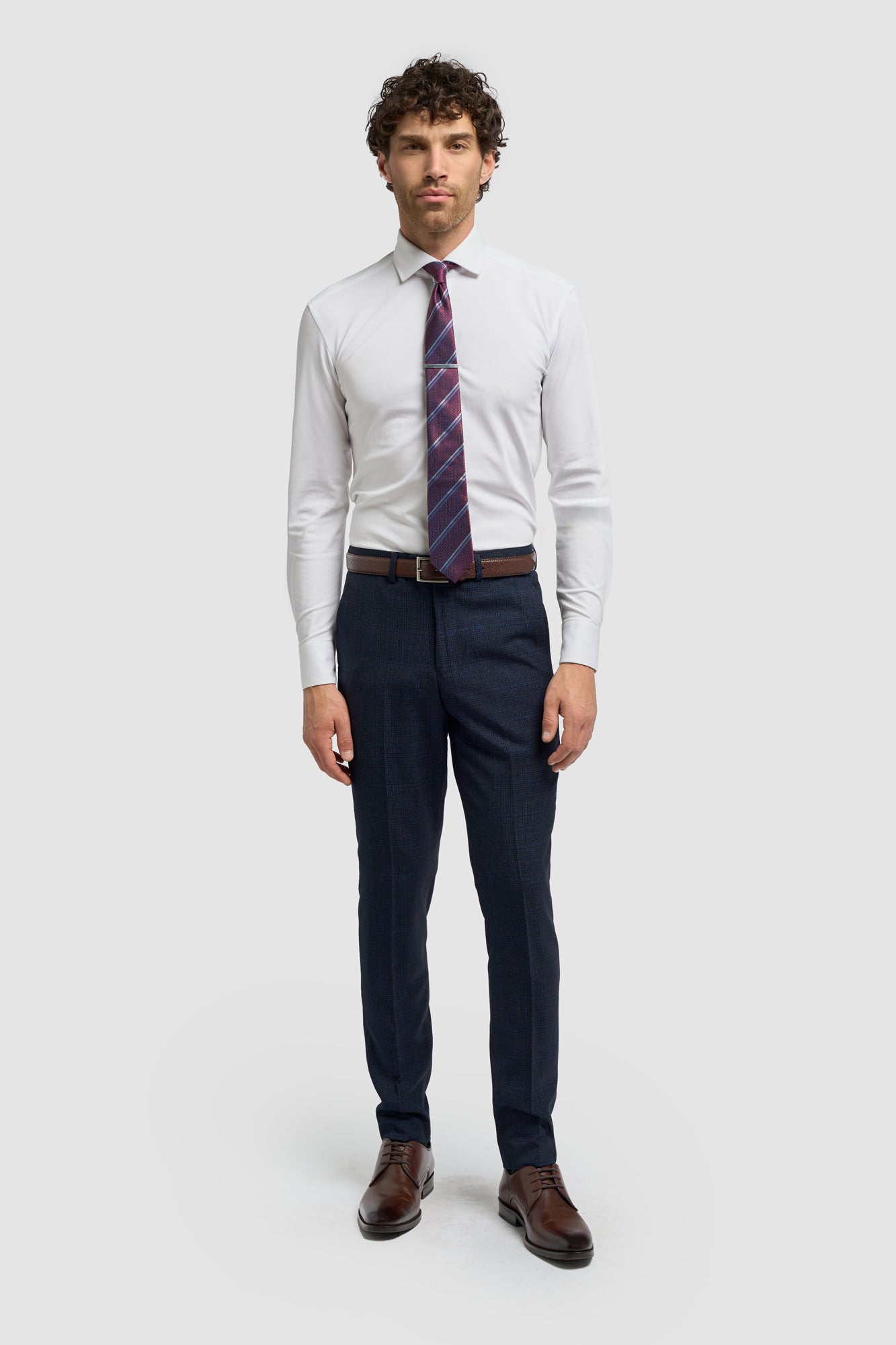 Caridi - Men's Tweed Navy Blue Trousers