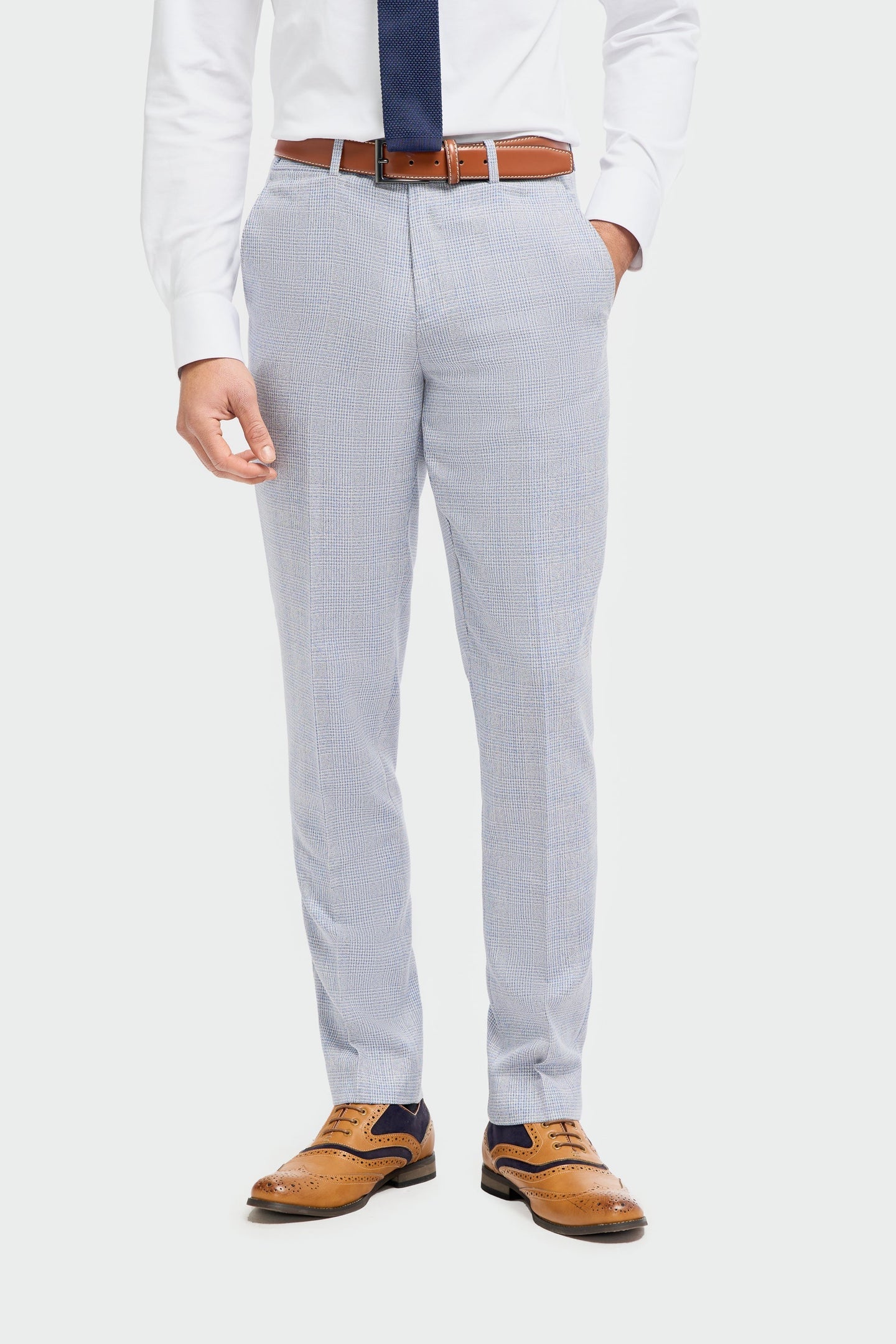 Caridi - Men's Light Blue Wedding Trousers