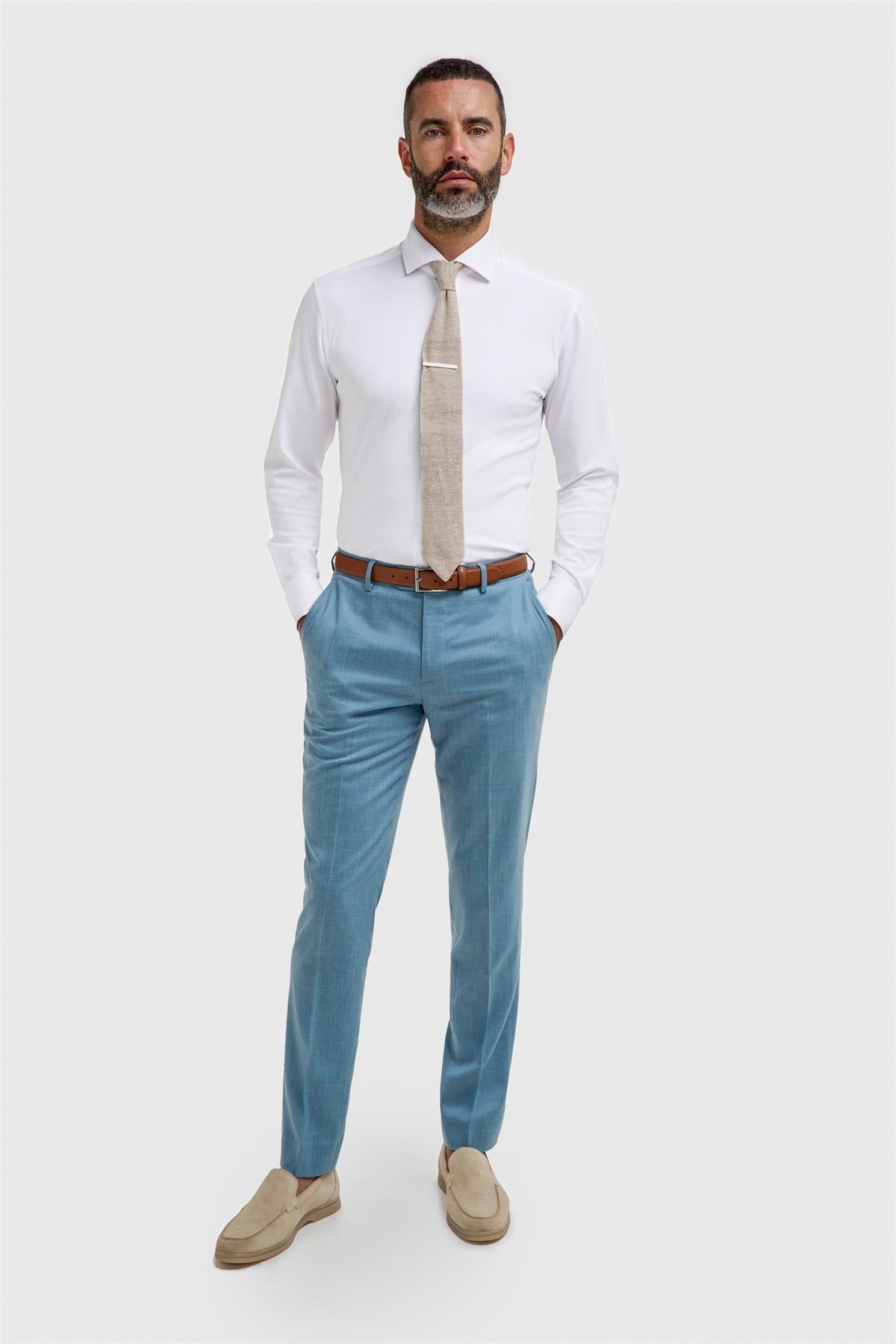 James - Men's Navy Blue Wool Formal Trousers